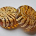 Amber Coloured Glass Beads Qty 2
